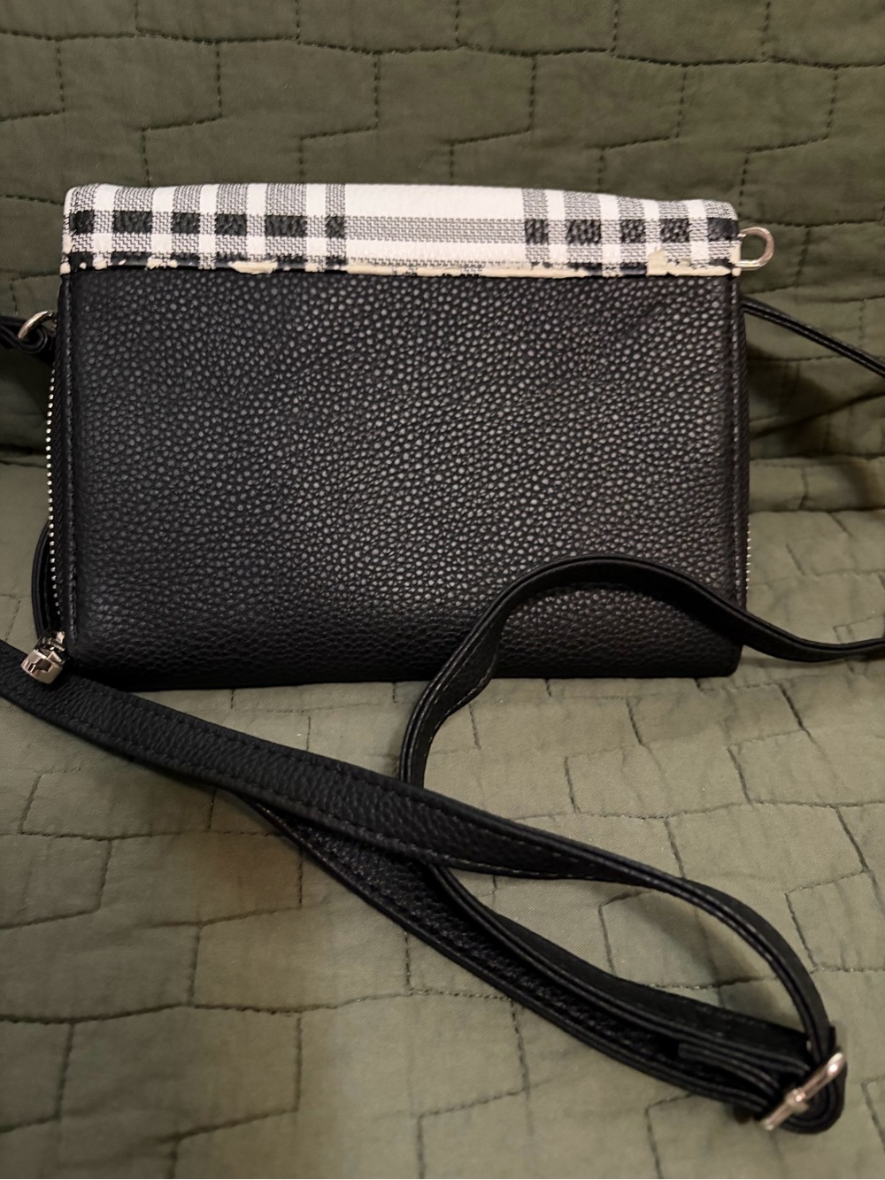Black & White Plaid Crossbody Bag  Shoulder Bag Thirty One / Jewell - Picture 5 of 6